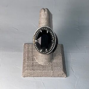 Oversized Pewter & Black Oval Poison Ring